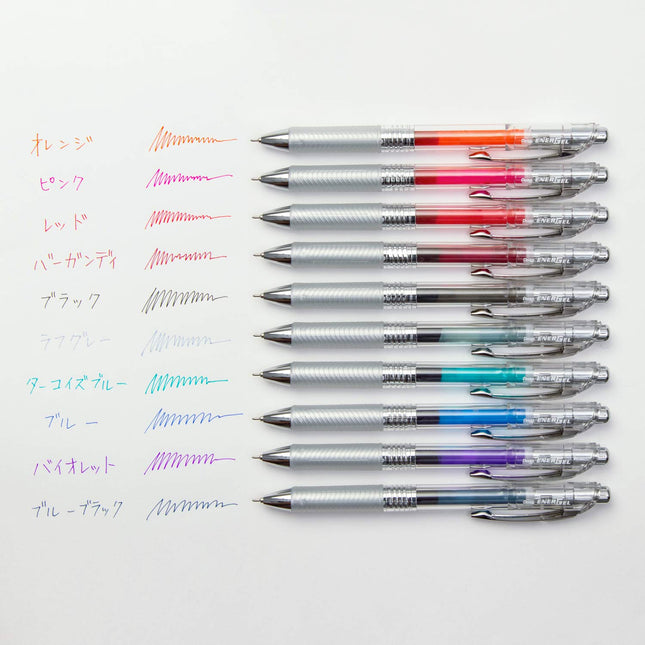 Pentel BLN74TL-10 EnerGel Ink Ballpoint Pen, 0.02 inches (0.4 mm), 10 Colors