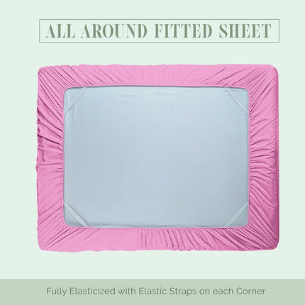 Elegant Comfort 1500 Premium Hotel Quality 18-24 Inches Deep - Extra Deep Pocket Single Fitted Sheet for High Mattress, Luxury and Softest, Smart Pocket - Wrinkle Free, Twin/Twin XL, Light Pink