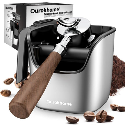 Ourokhome Espresso Knock Box with Lid, Compact Cof