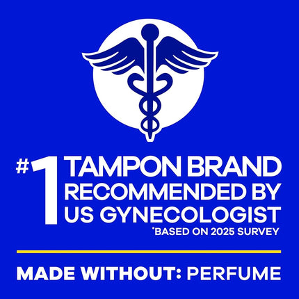 Tampax Tampons with Plastic Applicator, Regular/Super Absorbency Duo Pack, Unscented, 34 Count