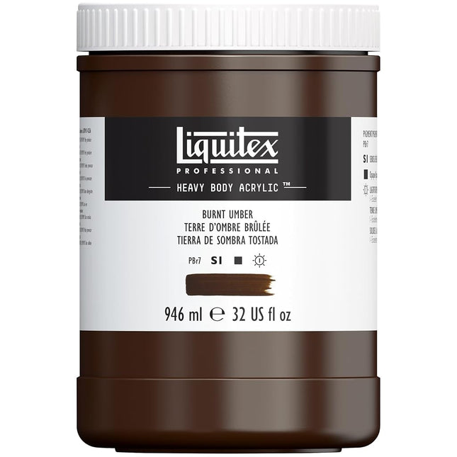 Liquitex Professional Heavy Body Acrylic Paint, 32-oz (946ml) Pot, Burnt Umber