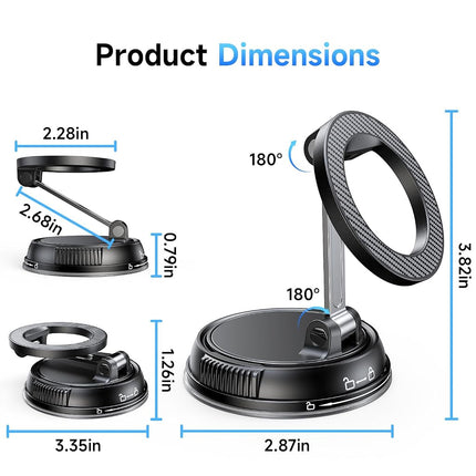 ANDERY Car Phone Holder for Magsafe [78+LBS Strongest Suction & 2400gf Magnetic] 360° Adjustable Car Phone Mount, Compatible with iPhone 17 Pro Max 16 15 14 13 12 Air Plus, Carbon Fiber