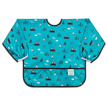 Bumkins Sleeved Bib, Handy Tie Closure for Custom Fit, Catch-All Pocket, Baby-Led Weaning, Waterproof, Machine Washable, Stain & Odour Resistant, BPA Free, 6-24 Months, Outdoor Design