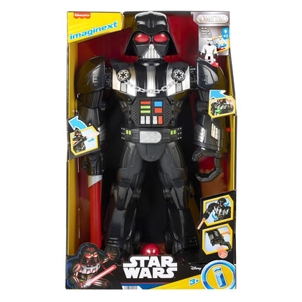 Fisher-Price Imaginext STAR WARS Darth Vader Bot 2+ Ft Tall Toy, Lights Sounds & Stormtrooper Metal Character Key for Kids Ages 3+ Years, HXG51