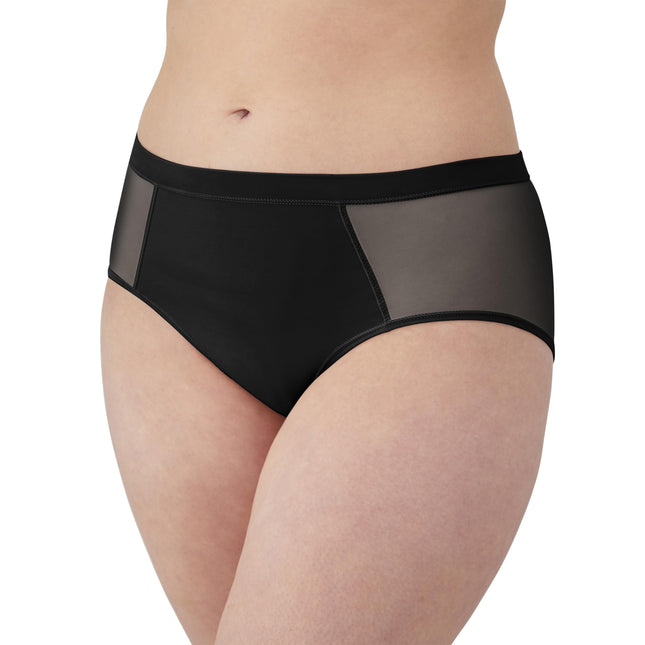 Bali Women's 3-Pack, Second Skin Mesh Brief, Panty Lines Underwear, Black/Black/Crystal Grey, 6 (Pack of 3)