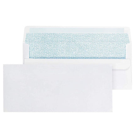 Mead #10 Self Sealing Business Envelopes, 4-1/8" x 9-1/2", Security Tinted, White, 100/Box (CO284)