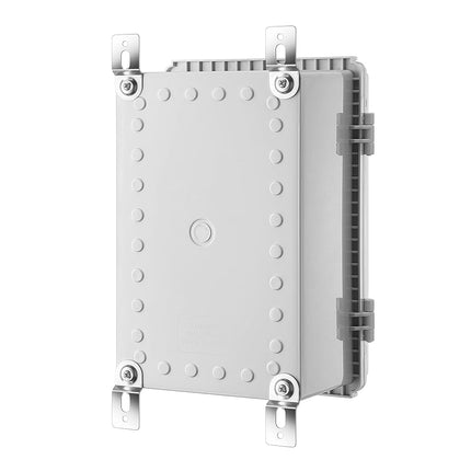 Gratury Junction Box, IP67 Waterproof Plastic Enclosure for Electrical Project, Hinged Grey Cover, Includes Mounting Plate and Wall Bracket 290×190×140mm (11.4"×7.5"×5.5")