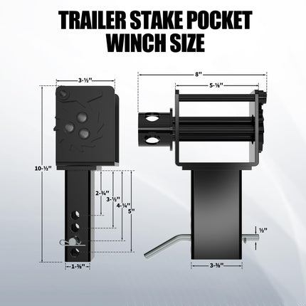 GarveeTech Trailer Stake Pocket Winch, Stake Pocket Winch with 4 Cotter Pin Holes for Trailers, Flatbeds & Trucks, 16200 LBS Utility Capacity