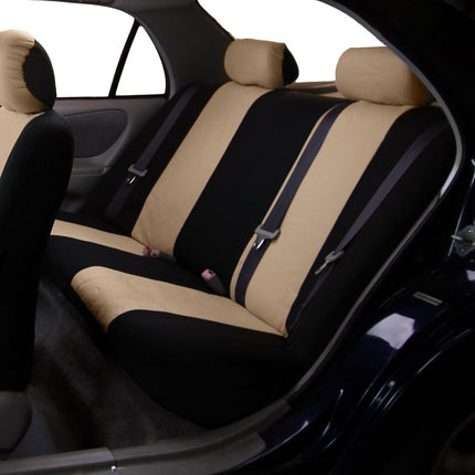 FH Group Car Seat Covers Flat Cloth Full Set – Universal Fit for Cars Trucks & SUVs (Beige) FB050115 + F14407