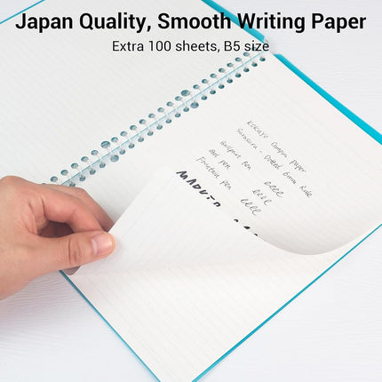 Kokuyo Campus Easy-Carry Slim Binder Smart-Ring B5 26-Ring Set of 3 (Vivid Yellow, Turquoise & Purple & 100 Sheets Paper Set, B5)