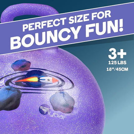 Flybar Hopper Ball for Kids, Inflatable Bouncy Ride-On Ball w/Handle for Indoor & Outdoor Active Play, Includes Pump, Jump Toy for Boys & Girls, Supports Up to 165 lbs, Ages 3+, 18-Inch, Small