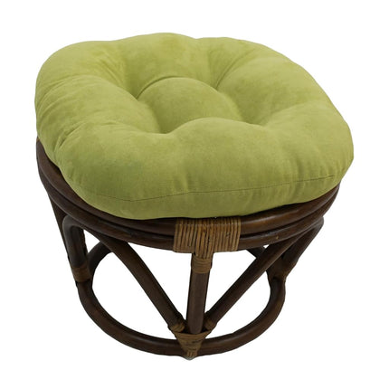 Blazing Needles Solid Microsuede Tufted Round Footstool Cushion, 18", Mojito Lime