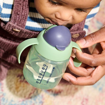 Tommee Tippee Superstar Weighted Straw Cup for Toddlers, 6m+, 10oz, 2 Pack Leak and Shake-Proof, Antimicrobial Technology, Green