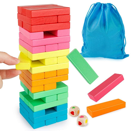 Coogam Wooden Blocks Stacking Game with Storage Ba