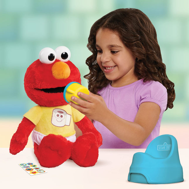 Sesame Street Potty Time Elmo 12-Inch Sustainable Plush Stuffed Animal, Sounds and Phrases, Potty Training Tool, Officially Licenced Kids Toys for Ages 18 Month