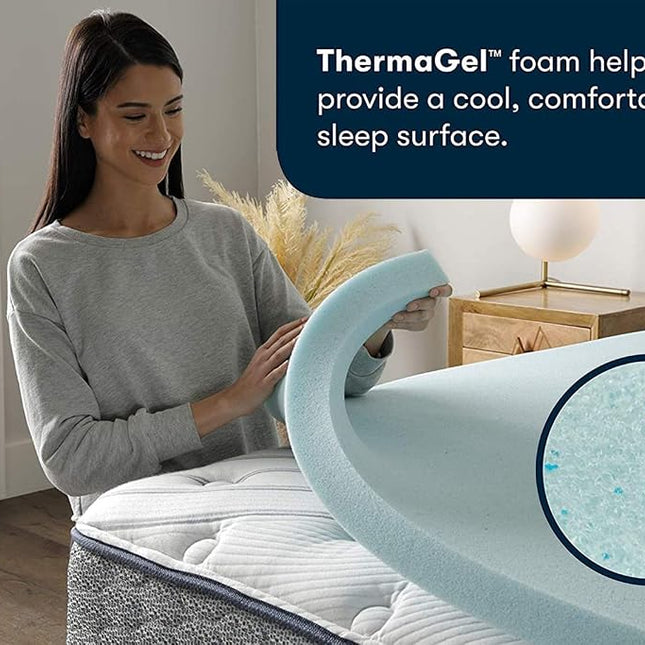 Serta ThermaGel Cooling, Pressure-Relieving Memory Foam Mattress Topper, 2 Inch, California King