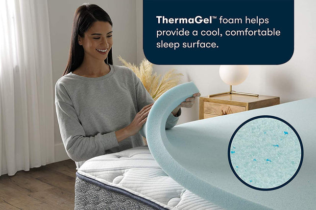 Cubrecolchón de espuma viscoelástica Serta ThermaGel Cooling, que alivia la presión, 5 cm, California King