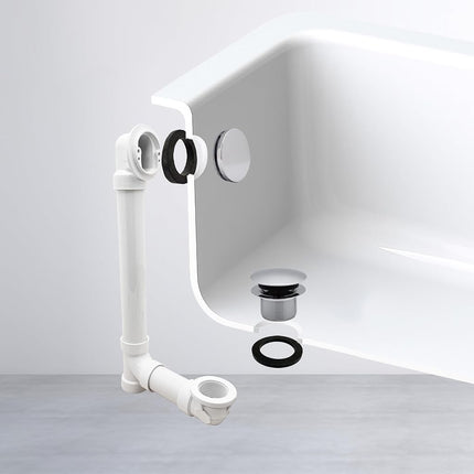 Westbrass 493244H-12-26 12" & 4" Bath Waste & Overflow Assembly with Tip-Toe Drain Plug and Illusionary Faceplate-SCH. 40 PVC Pipe, Polished Chrome