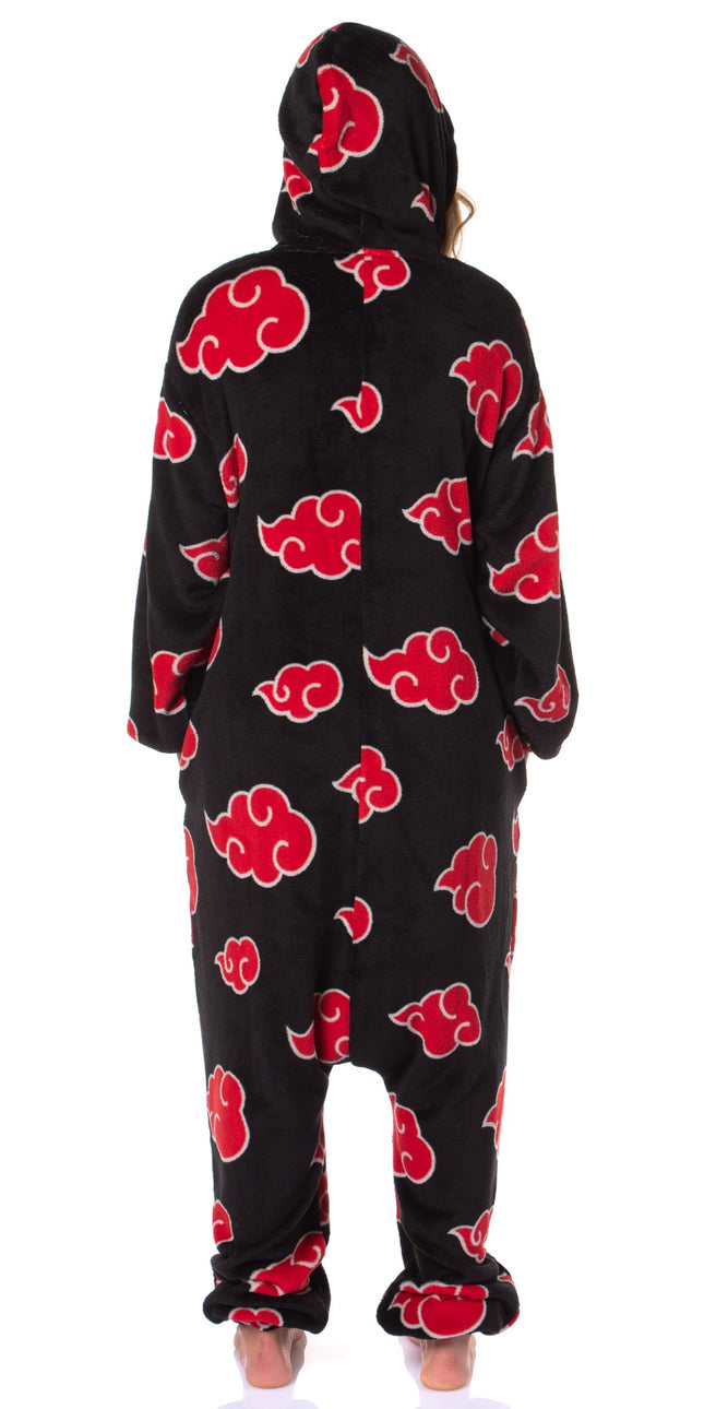 Bioworld Naruto Kigurumi Shippuden Nubes Rojas Akatsuki Anime Traje de una Pieza para Adultos Pijama Union Suit para Hombres y Mujeres, Cloudv1, S-M
