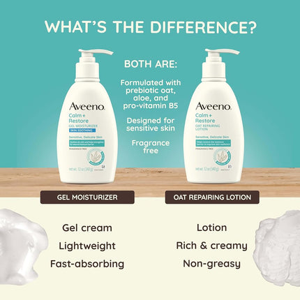 Aveeno Restorative Skin Therapy Moisturizing Oat Repairing Cream for Sensitive, Distressed, Dry Skin, with Prebiotic Oat & Aloe, Formulated without Parabens, Fragrance & Steroids, 12 oz