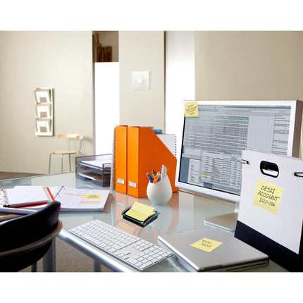Dispensador Post-it para notas de 76 x 76 mm, dispensador negro, 50 hojas