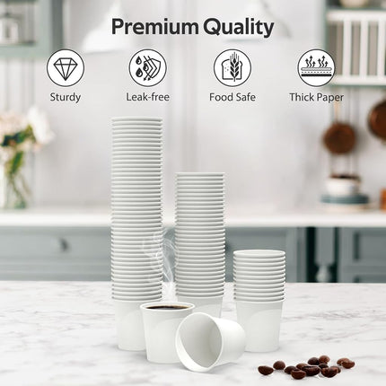 Dealusy 100 Count Paper Cups 4 oz, Leak-Free Food Safe 4oz Cups, Paper Coffee Cups, Hot Cups, Disposable Small Paper Cups