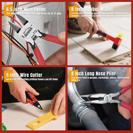 HOUSERAN 8 PCS Pliers Set with Case for DIY & Home Use