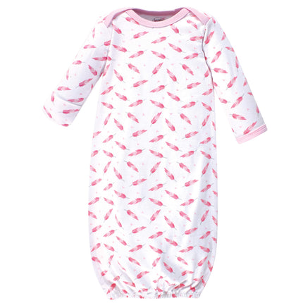 Luvable Friends Unisex Baby Cotton Gowns, Girl Elephant Hearts, Preemie/Newborn, Girl Elephant Hearts, Preemie-Newborn