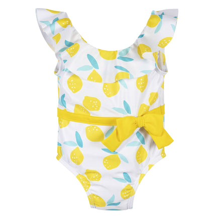 Gerber Girls' One-Piece Swimsuit, White Yellow Lem