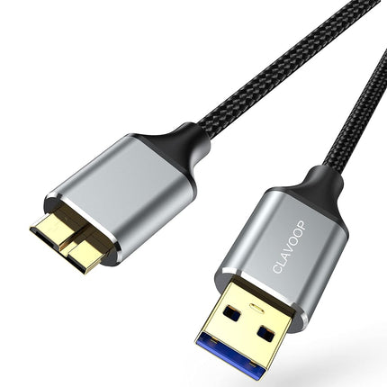 Câble USB 3.0 Micro B CLAVOOP 45 cm, Câble de Disque Dur Externe 5 Gbit/s USB A vers Micro B Haute Vitesse Compatible avec Disque Dur Seagate Xbox One Toshiba WD Western Digital