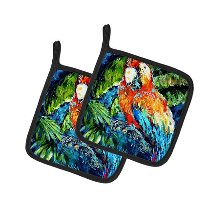 Caroline's Treasures Yo Mama Parrot Pair of Pot Holders MW1204PTHD, Fabric, Multicolor