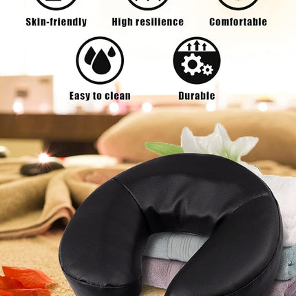 Kalolary Massage Face Cradle Cushion for Massage Tables, Universal Crescent Headrest Face Rest Neck Head Cushion Pillow for Massages Chairs Spa Bed (Black)