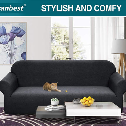 Granbest Premium Water Repellent Sofa Cover High Stretch Couch Slipcover Super Soft Fabric Couch Cover (Black, X-Large)