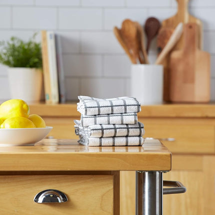 DII Basic Terry Collection Windowpane Dishtowel Set, 16x26, Mineral Gray, 4 Count