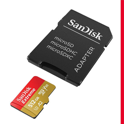 SANDISK 512GB Extreme microSD Card + Adapter, Up to 190MB/s Read Speeds