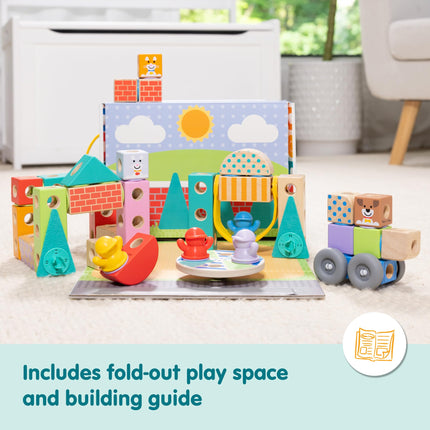 Melissa & Doug Blockables Town Snap and Play – Educational Toy Set for Children | Wooden Building Blocks | Age 2+ - FSC Certified
