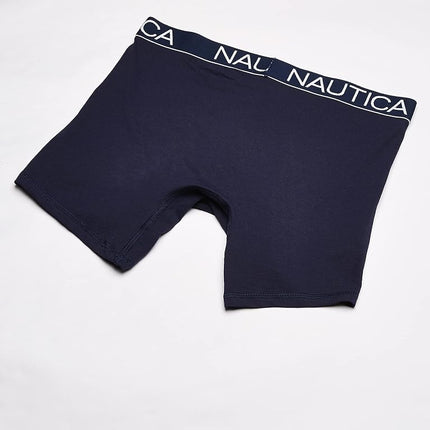 Nautica Men's 3-pack Classic Underwear Cotton Stretch Boxer Briefs, Peacoat/Sea Cobalt/Aero Blue, L UK