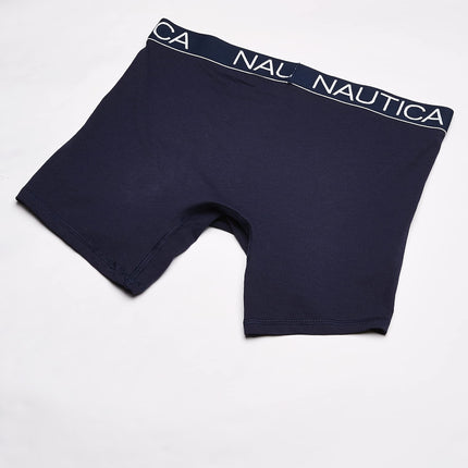 Nautica Men's 3-pack Classic Underwear Cotton Stretch Boxer Briefs, Peacoat/Sea Cobalt/Aero Blue, L UK