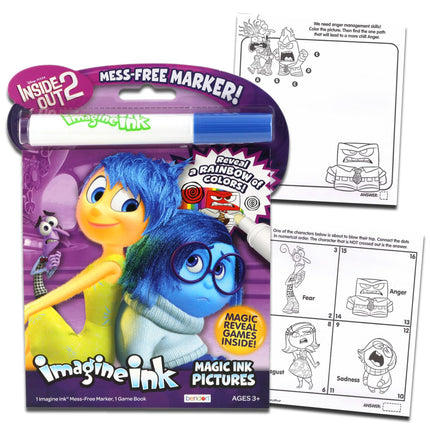 Disney Inside Out 2 Coloring Book Set - Bundle of 2 Pixar Inside Out Coloring Books, Mess Free Imagine Ink, Play Pack, Crayons, Stickers for Girls