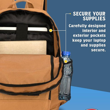 Mochila Dickies Tradesman de Gran Capacidad, Resistente al Agua, Mochila Casual para Viajes con Logotipo, Apta para Portátiles de 15,6 Pulgadas, Marrón Pato, Mochilas de Día