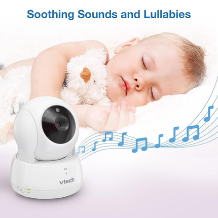 *Spanish Version* VTech VM924-2 Remote Pan-Tilt-Zoom Baby Monitor with 2 Cameras & Audio, 5" LCD Screen,Up to 17Hrs Video Streaming, Night Vision, 1000ft Range, Temperature Sensor