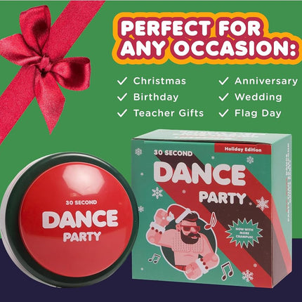 30 Second Dance Party - The Holiday Button | Dance Party Button with Music | Gag Gifts | Office Toys, Stocking Stuffer