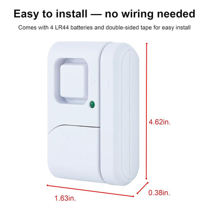 Alarme personnelle de sécurité pour fenêtre et porte GE, 1 unité, Protection DIY, Alerte cambrioleur, Carillon/Alarme sans fil, Installation facile, Sécurité à domicile, Idéale pour la maison, le garage, l'appartement et plus encore, Blanc, 56789