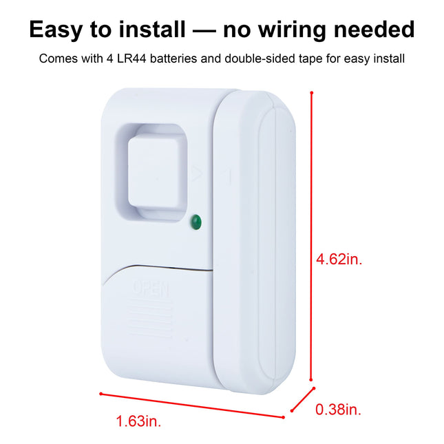 GE Personal Security Window and Door Alarm, 1 Pack, DIY Protection, Burglar Alert, Wireless Chime/Alarm, Easy Installation, Home Security, Ideal for Home, Garage, Apartment and More, White, 56789