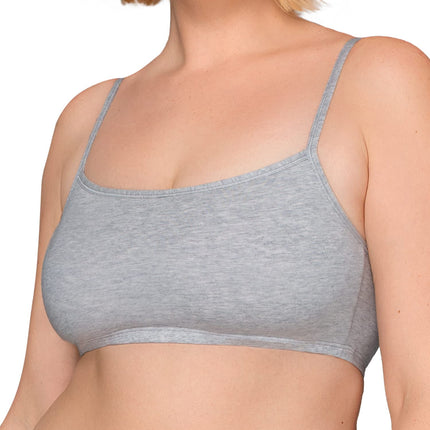 Fruit of the Loom Women's Spaghetti Strap Cotton Pullover Sports Bra Value Pack, Mint chip/White/Grey Heather/White, 6 (Pack of 4)