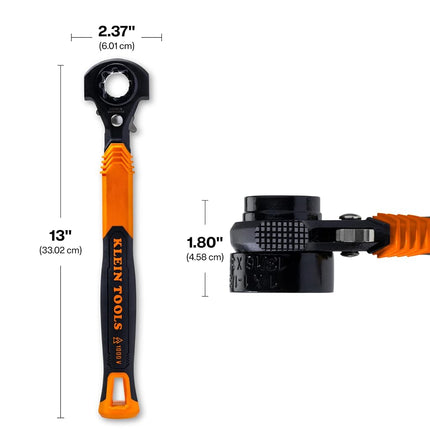 KLEIN TOOLS KT171HFINS 5-in-1 Insulated Lineman Wrench with Dual Hammer Faces, 1000V Rated, Ratcheting Pass-Through Design, Tether Hole, Ergonomic Grip for Utility Pole Hardware