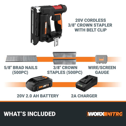 Worx Nitro WX843L 20V Power Share 3/8" Cordless Crown Stapler