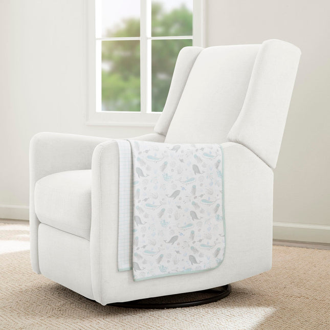 Delta Children Couvertures d'emmaillotage pour bébé 100 % coton jersey bio pour filles et garçons – 76 x 101 cm – Certifié GOTS (lot de 2), Vie marine