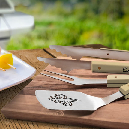 YouTheFan NFL New Orleans Saints Spirit Series 3-Piece BBQ Set, Stainless Steel, 22" x 9"
