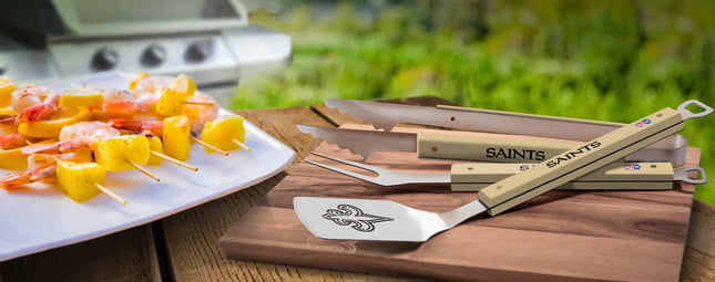 YouTheFan NFL New Orleans Saints Spirit Series 3-Piece BBQ Set, Stainless Steel, 22" x 9"